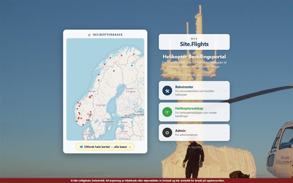 site.flights – booking portal for helicopter services with automatic trip consolidation
